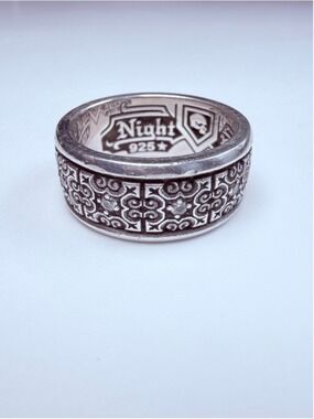 Nightrider Diamond Drextyn 925 Sterling Silver Chrome Custom Band Hearts Ring